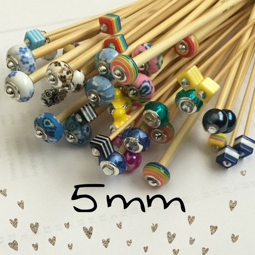Beaded bamboo crochet hook - bamboo,
