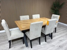 NEXT Sample - LOWRY Oak Parquet Veneer Dining Table + 6 x Chairs - RRP £2,299