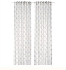 Ikea Reidunn Curtains Pair light grey white spots dots 145cm wide x 250cm circle