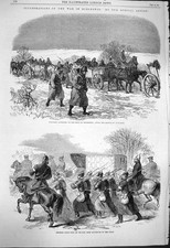 Original Old Antique Print 1864 War Schleswig Rendsburg Prussian Mail Over-Selk