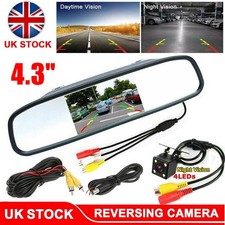 4.3"LCD Car Mirror Monitor Camera Reversing Backup Rear View Kit Parking Reverse