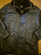 MENS DESIGNER COLLECTION LEATHER JACKET SHERPA LINED XL BLACK