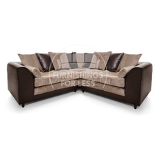 Luca Brown & Beige Corner Sofa