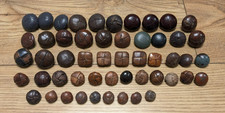 Bundle Lot of 52 Vintage Leather Buttons - most leather & few metal shanks