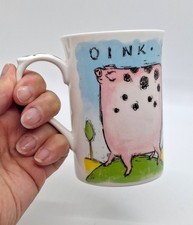 Staffordshire mug "Oink" pigs