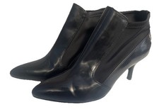 M&S Women's Insolia Black Kitten Heel Ankle Wide Fit Shoe Boots Patent Leather 8