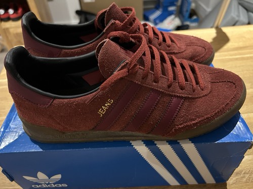 Adidas jeans uk9 red suede - jeans, uk9.