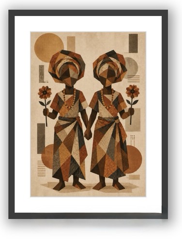 Framed traditional ibeji - framed,