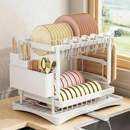 Tier dish drainer rack - rack, with