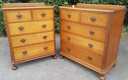 Pair five drawer superb golden - pair,