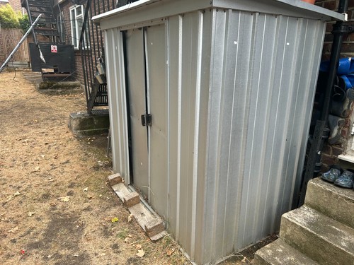 Metal shed door slides - door,