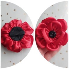 Dog collar flower bow accessorie red satin 7.5 cm bow