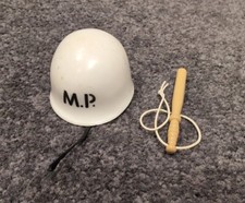 VINTAGE ACTION MAN M.P. Military Police WHITE HELMET ORIGINAL & TRUNCHEON BATON!