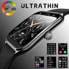 Ultra Thin Smart Watch Men 1.96" AMOLED 360*360 HD Display Always Show Time Call
