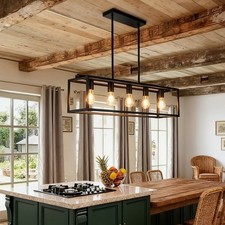 5-Light Industrial Chandelier Dining Room Light Fixture Over Table Hanging Light