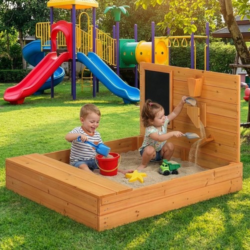 Kids wooden sandbox with - wooden,