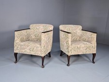 2 Vintage Danish Tub Chairs 1940s Floral Cotton 1980s Makeover EB9645 VCLO