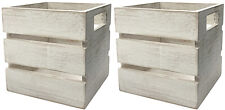 Set Of 2 Mini Wooden Crates Rustic Bread Bowls Table Caddy Whitewash Acacia Wood