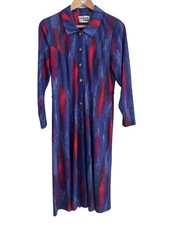 VTG Early 80s BNWT Richard Stump Midi Blue / Red Shirt Dress UK 8-10 RRP £65.50