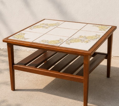 Vintage tile top wooden side - tile,