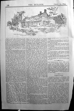 Original Old Antique Print Builder 1894 Architecture Farm Houses Eastchester