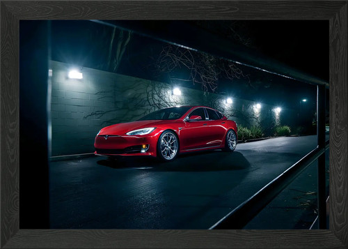 Tesla roadster framed wall - tesla,
