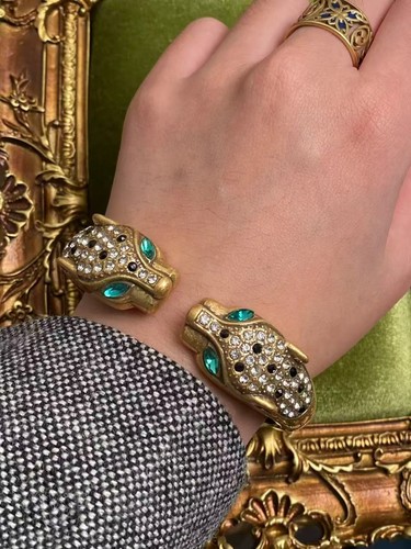 Panther cuff bracelet green - cuff,