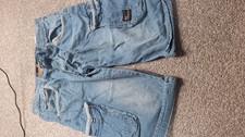 Mens Blue Denim Crosshatch Shorts Size 32w Waist Shorts