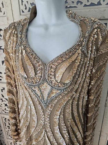 Art deco gold nude beaded - deco,