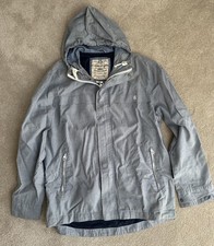 DUFFER ST GEORGE light Blue/Grey Hooded Cargo Jacket Men’s Large 