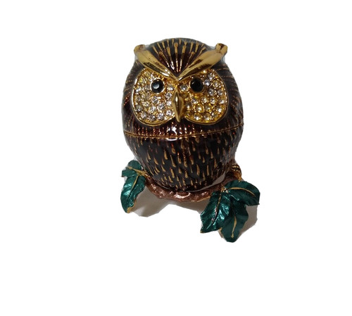 Enamel owl trinket box - enamel,