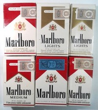 6 Packs (EMPTY) MARLBORO RED LIGHTS MEDIUM VINTAGE NO BAR CODE Cigarettes