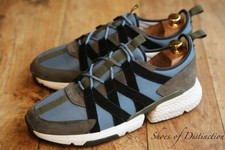 Grenson Blue Grey Suede Canvas Shoes Trainers Sneakers Men's UK 9 US 10 EU 43