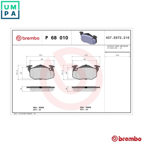 Brake pad set disc - brake, p