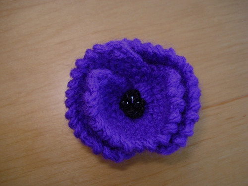 Knitted purple poppy brooch - knitted,