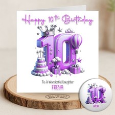Girls Personalised 10th Birthday Card Granddaughter Daughter Niece Double Digits