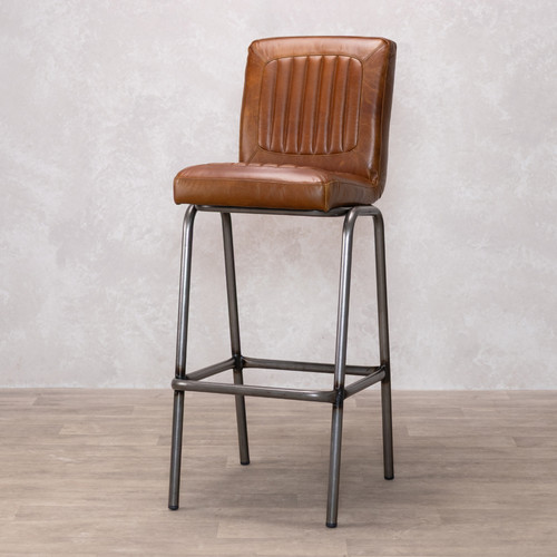 Dark tan leather stools - dark,