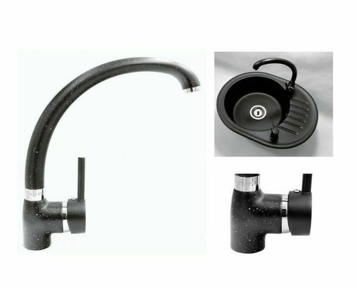 Black kitchen tap - black, brass