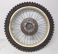1980's HUSQVARNA 21" FRONT WHEEL GOLD RIM SPOKE HUB DISC BRAKE CR WR 125 250 430