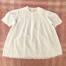 Antique Vintage White Baby Dress, Lace, Fine Embroidery & Tucks, 1950’s, #6