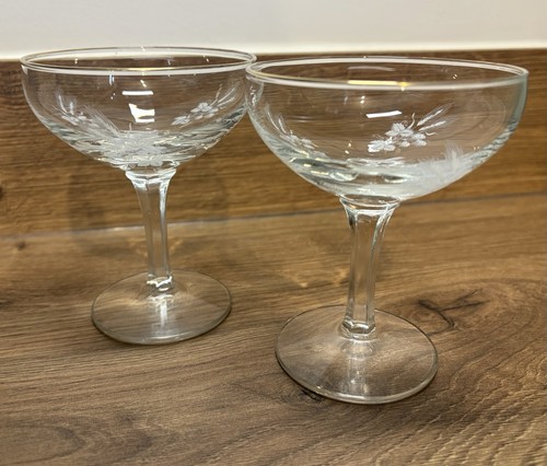 Vintage etched glass champagne - vintage,