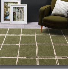 Albany Grid Rug Olive Green