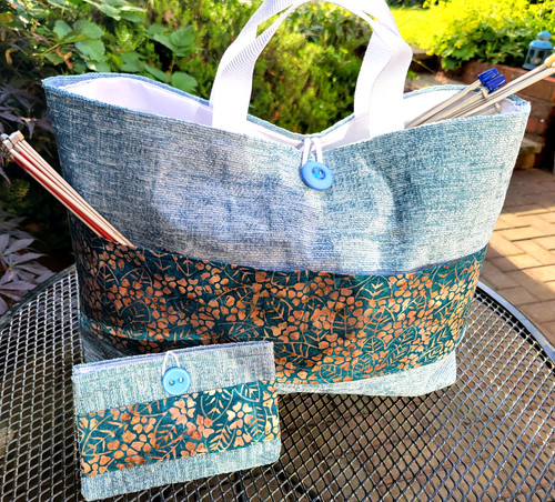 Large blue knitting bag - knitting, bag,2