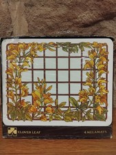 Vintage Retro Placemats x4 Clover Leaf Melamine Laburnum Yellow Flower, New