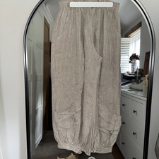 Sarah Santos Trousers Laganlook Oatmeal Slubbed Linen 18/20