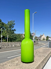 LARGE LIME GREEN CASED GLASS VASE 60'S 70'S DANISH SCANDINAVIAN SCANDI ITALIAN ?
