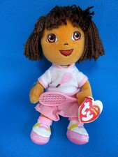 DORA THE EXPLORER 8" soft toy WIMBLEDON TENNIS racket 🎾 TY BEANIE VINTAGE 2006