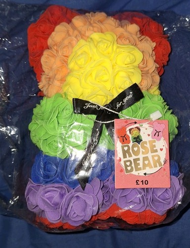 Rainbow rose bear flower - 9",