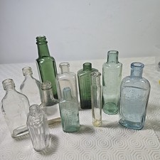 Vintage and Antique Chemizt Poison Bottles Job Lot x 11 Various Sizes See Photos