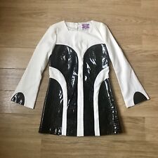 Incredible 60s Style Mini Dress Black & White Pvc Panels. UK 10. Mod Go Go